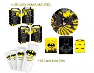 Festa Batman - Kit Capas + Copos Long Drink + Caixinhas Maleta      