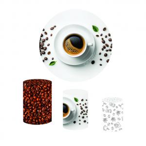 Kit CapasPainel Redondo 1,5m + Trio Cilindros - Tema Café Coffee Tecido Helanca Premium    Elástico 