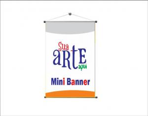 Mini Banner -  Escolha o Tamanho - Envie sua Arte Lona 440gramas    Madeira + Ponteiras 