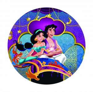 Painel Redondo 1,5m x 1,5m - Tema Aladdin Tecido Helanca Premium 1,5mx1,5m   Elástico 