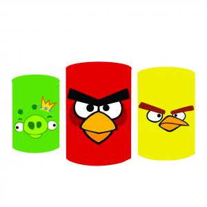 Trio Cilindros Sublimados - Tema Angry Birds Tecido Helanca Premium    Elástico 