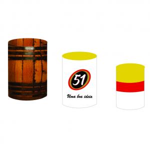 Trio Cilindros Sublimados - Tema Cachaça 51 Tecido Helanca Premium    Elástico 