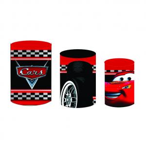 Trio Cilindros Sublimados - Tema Carros Lightning McQueen Tecido Helanca Premium    Elástico 