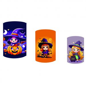 Trio Cilindros Sublimados - Tema Halloween Tecido Helanca Premium    Elástico 